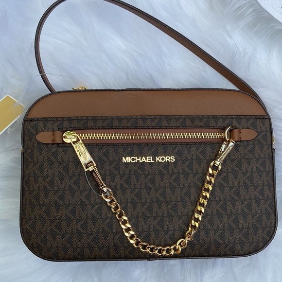 New MICHAEL MICHAEL KORS Jet Set Large Logo Crossbody Bag - Picture 1 of 8